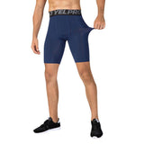 Men's Elastic Quick-Dry Gym Shorts Boxer Briefs with Pockets