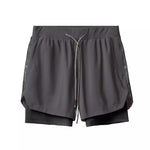 Mens Double Layer Fitness Shorts with Phone Pocket